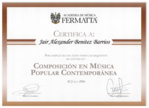 Titulo de la Academia de Musica FERMATTA